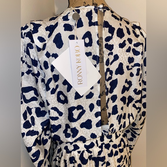 RONNY KOBO Jade leopard-print satin-jacquard midi dress - Picture 13 of 16